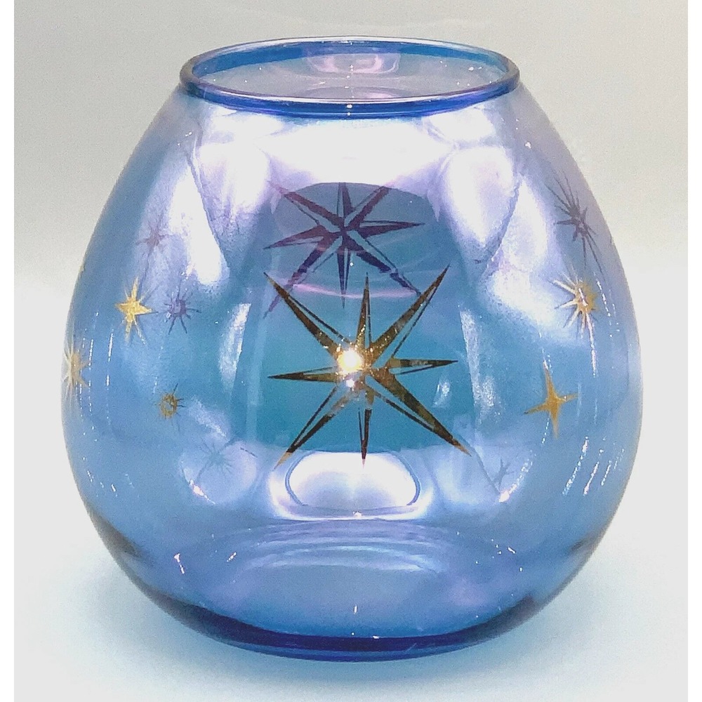 Bartlett Collins Candleholder Blue‎ Purple Good MCM Atomic Starburst Glass